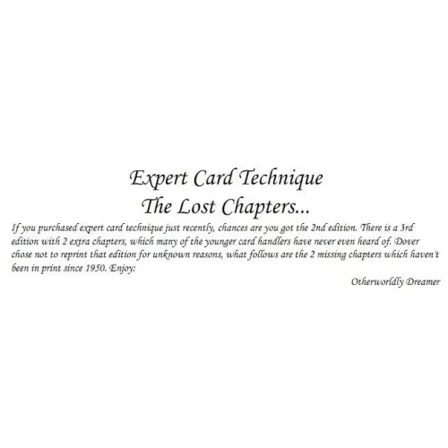 Expert Card Technique (The Lost Chapters) by Dai Vernon