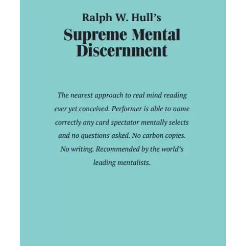 Supreme Mental Discernment by Ralph W. Hull