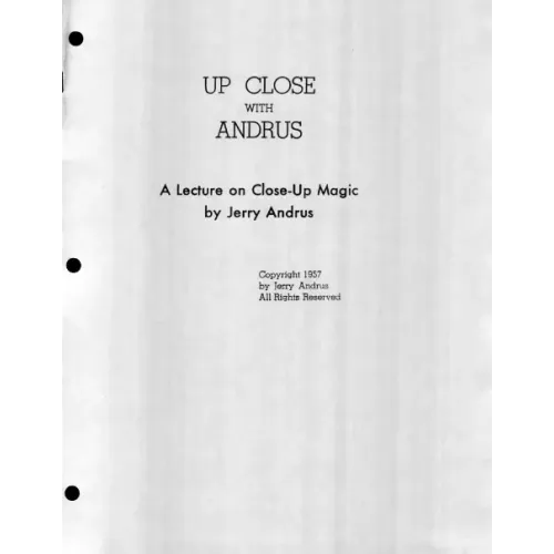Jerry Andrus – Up Close With Andrus, a lecture on close-up magic